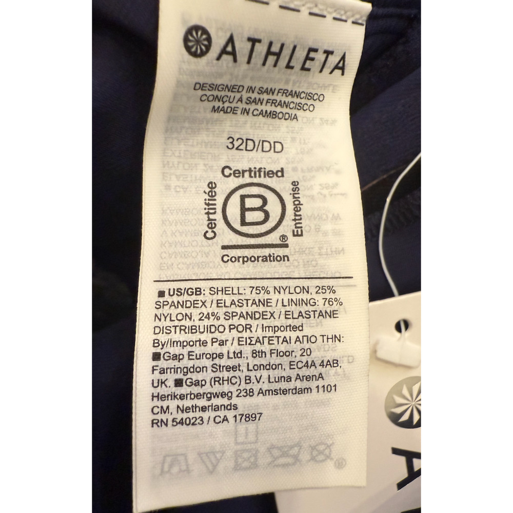 NEW ATHLETA BLUE SQUARE NECK BRA CUP BIKINI SWIMSUIT SWIM TOP SZ 32D/DD - Picture 6 of 7